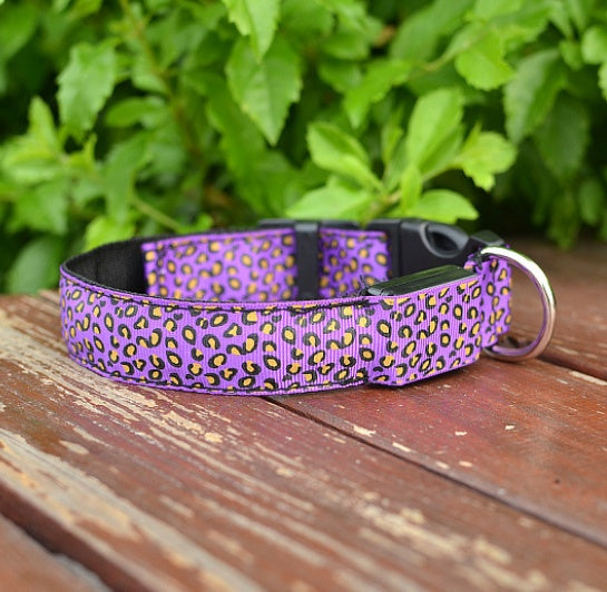 Night Glow Leopard Dog Collar – Adjustable & Cool