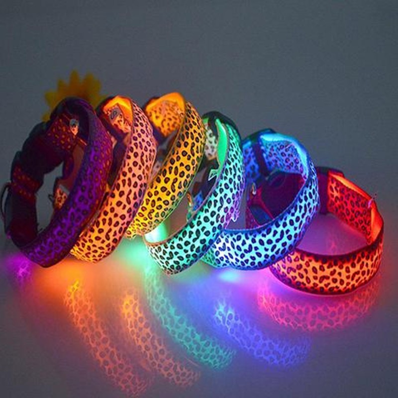 Night Glow Leopard Dog Collar – Adjustable & Cool
