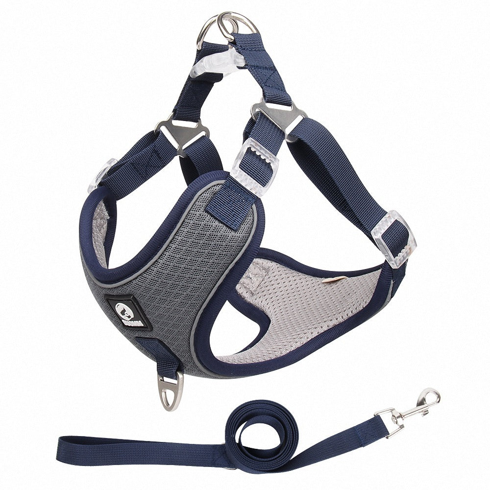 Breathable Adjustable Pet Harness & Leash – Comfortable Fit for Dogs & Cats