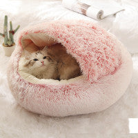 2-in-1 Dog & Cat Bed – Warm Winter Plush Nest for Pets