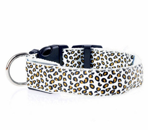 Night Glow Leopard Dog Collar – Adjustable & Cool