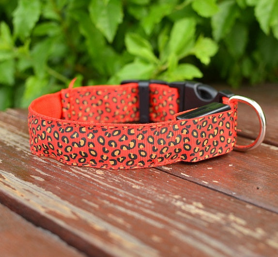 Night Glow Leopard Dog Collar – Adjustable & Cool