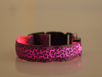 Night Glow Leopard Dog Collar – Adjustable & Cool