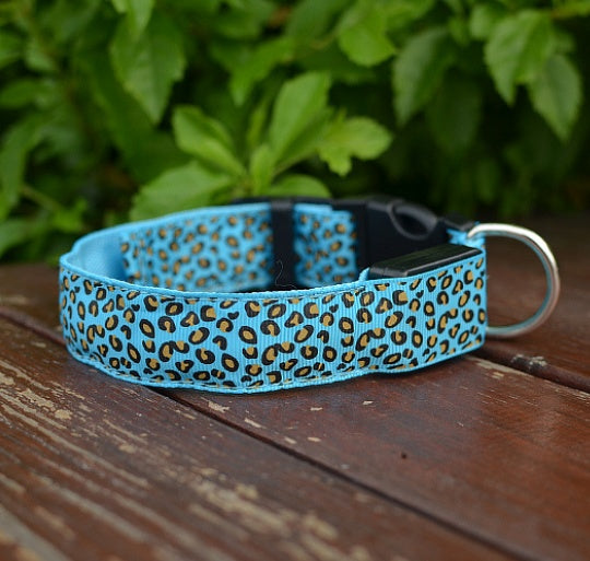 Night Glow Leopard Dog Collar – Adjustable & Cool