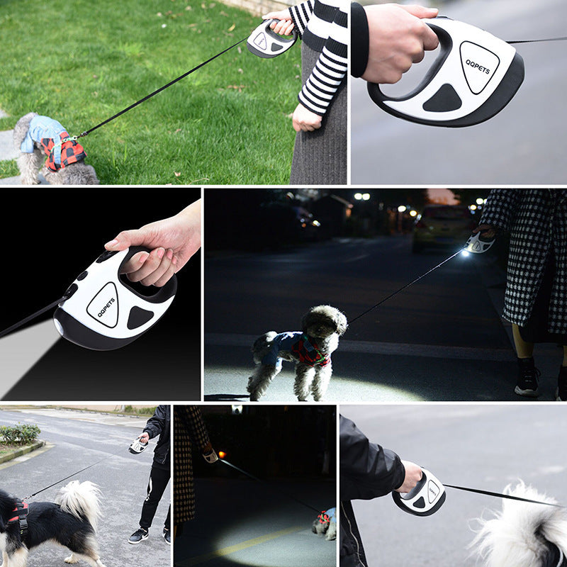 LED Shining Retractable Dog Leash – Hands-On Safety for Pet Owners