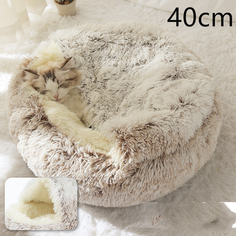 2-in-1 Dog & Cat Bed – Warm Winter Plush Nest for Pets
