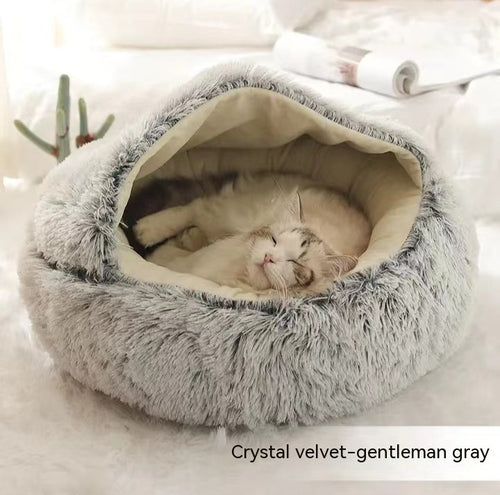 2-in-1 Dog & Cat Bed – Warm Winter Plush Nest for Pets