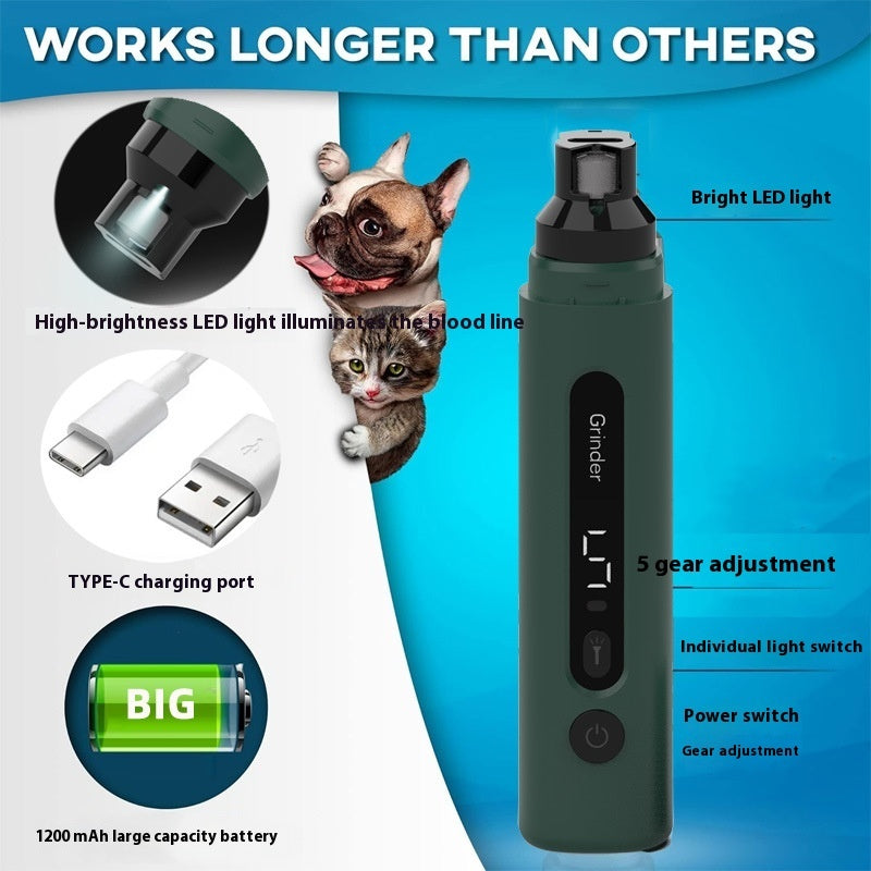 Dog Nail Grinder – Electric Pet Nail Trimmer for Dogs & Cats, Quiet & Rechargeable