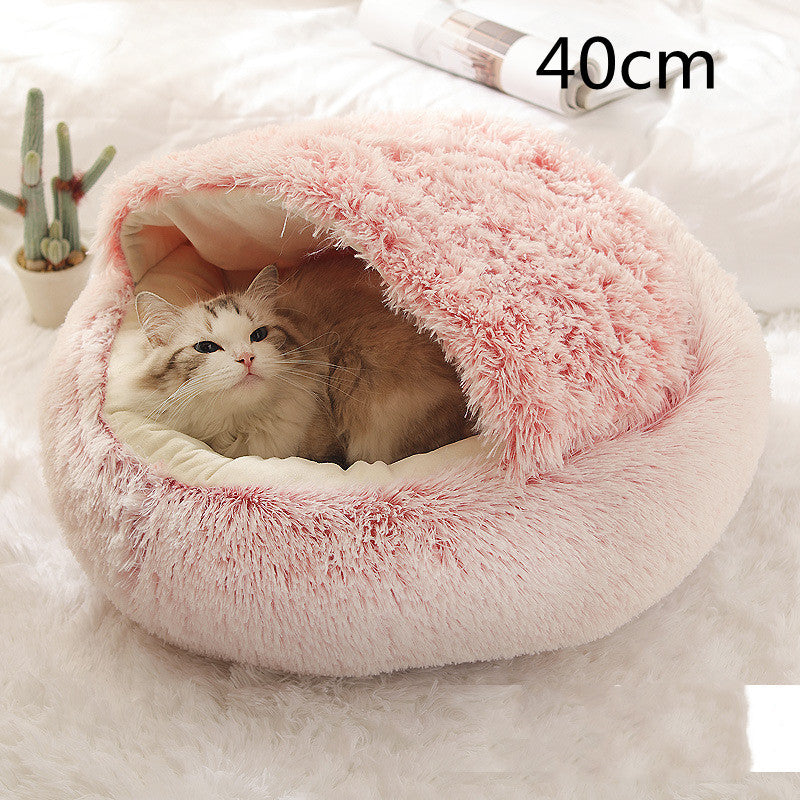 2-in-1 Dog & Cat Bed – Warm Winter Plush Nest for Pets