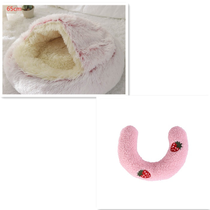 2-in-1 Dog & Cat Bed – Warm Winter Plush Nest for Pets