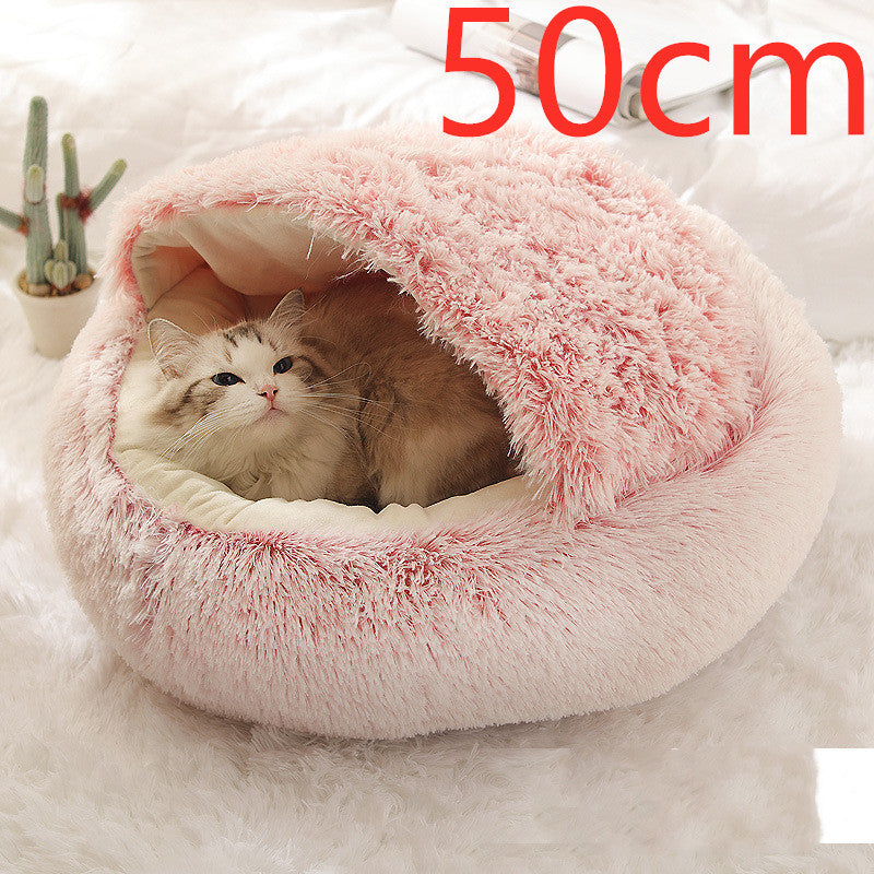 2-in-1 Dog & Cat Bed – Warm Winter Plush Nest for Pets