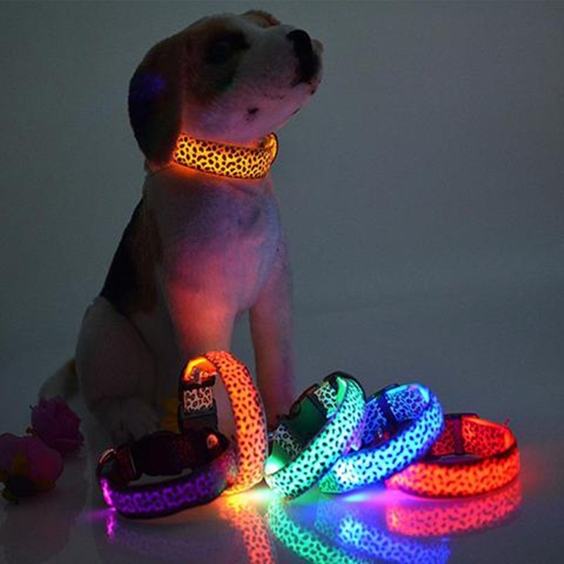 Night Glow Leopard Dog Collar – Adjustable & Cool