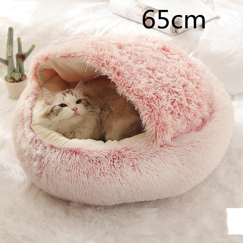 2-in-1 Dog & Cat Bed – Warm Winter Plush Nest for Pets