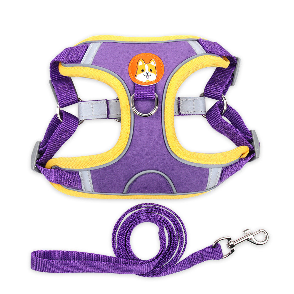 Reflective Dog & Cat Harness with Leash – Soft Mesh Adjustable Chest Strap