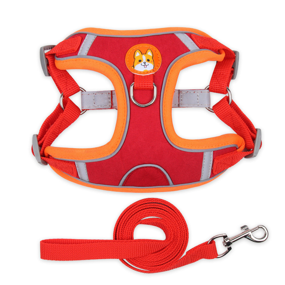 Reflective Dog & Cat Harness with Leash – Soft Mesh Adjustable Chest Strap