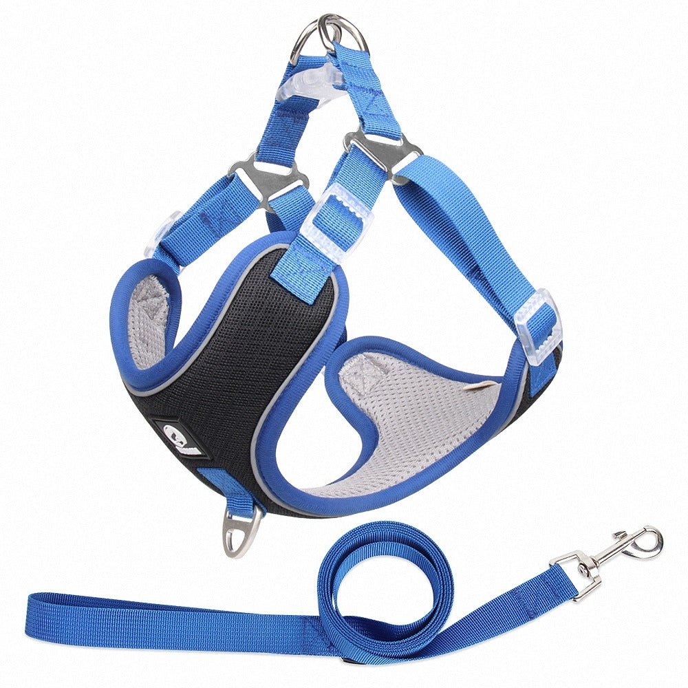 Breathable Adjustable Pet Harness & Leash – Comfortable Fit for Dogs & Cats