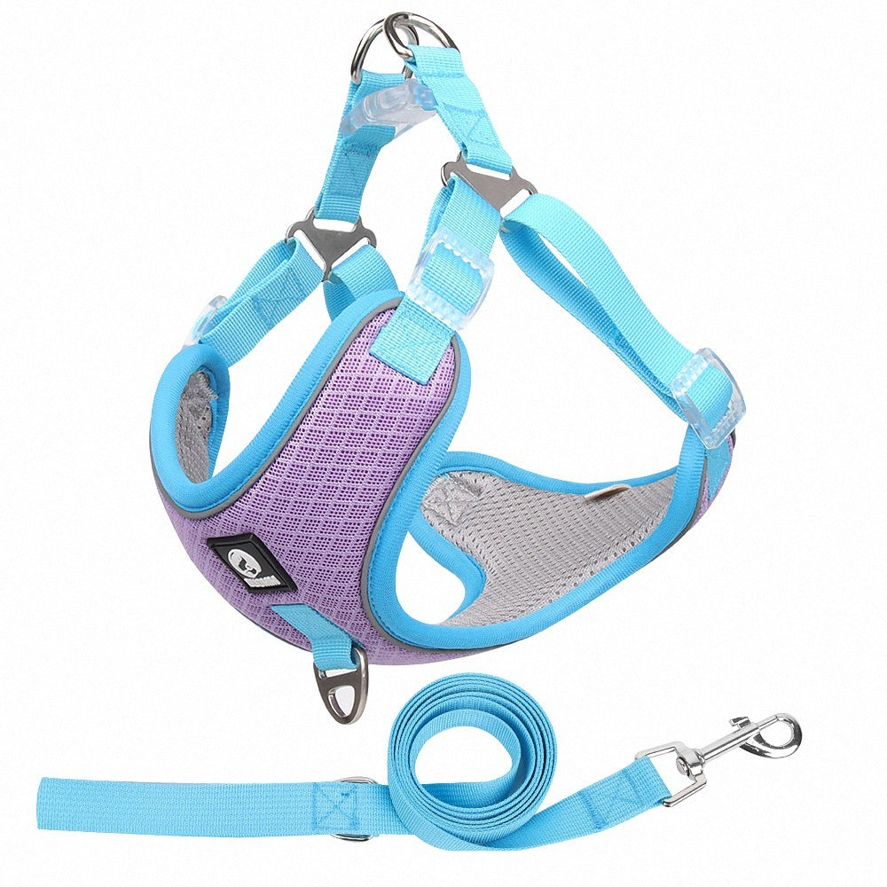 Breathable Adjustable Pet Harness & Leash – Comfortable Fit for Dogs & Cats