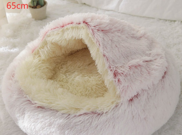2-in-1 Dog & Cat Bed – Warm Winter Plush Nest for Pets