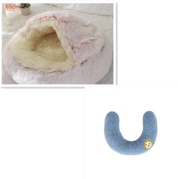 2-in-1 Dog & Cat Bed – Warm Winter Plush Nest for Pets