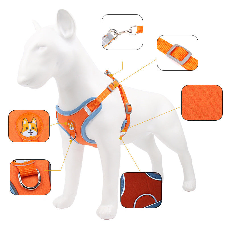 Reflective Dog & Cat Harness with Leash – Soft Mesh Adjustable Chest Strap