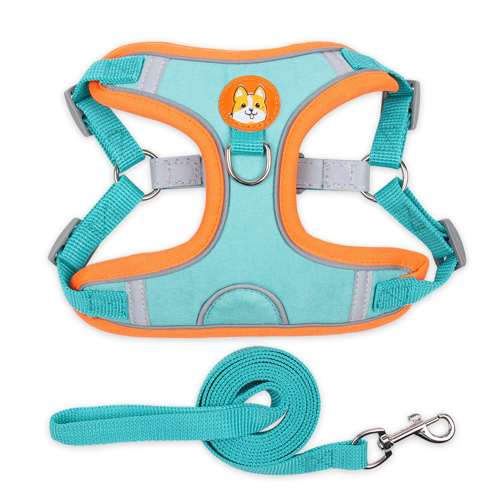 Reflective Dog & Cat Harness with Leash – Soft Mesh Adjustable Chest Strap