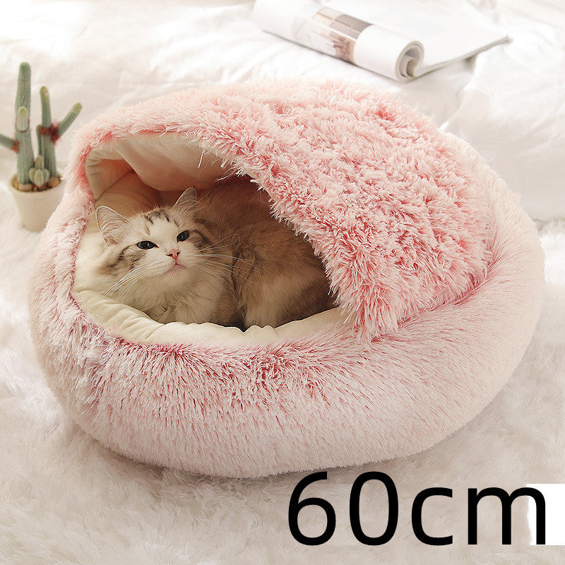 2-in-1 Dog & Cat Bed – Warm Winter Plush Nest for Pets