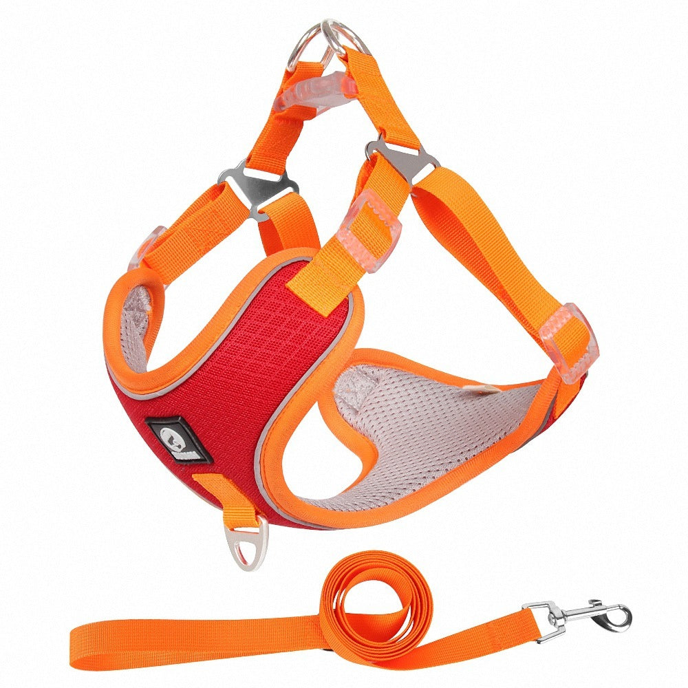 Breathable Adjustable Pet Harness & Leash – Comfortable Fit for Dogs & Cats