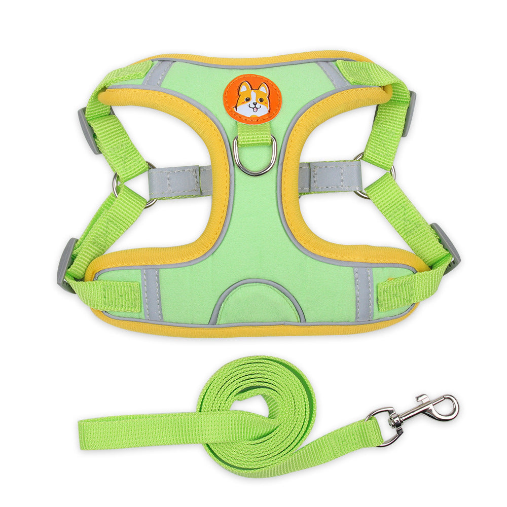 Reflective Dog & Cat Harness with Leash – Soft Mesh Adjustable Chest Strap