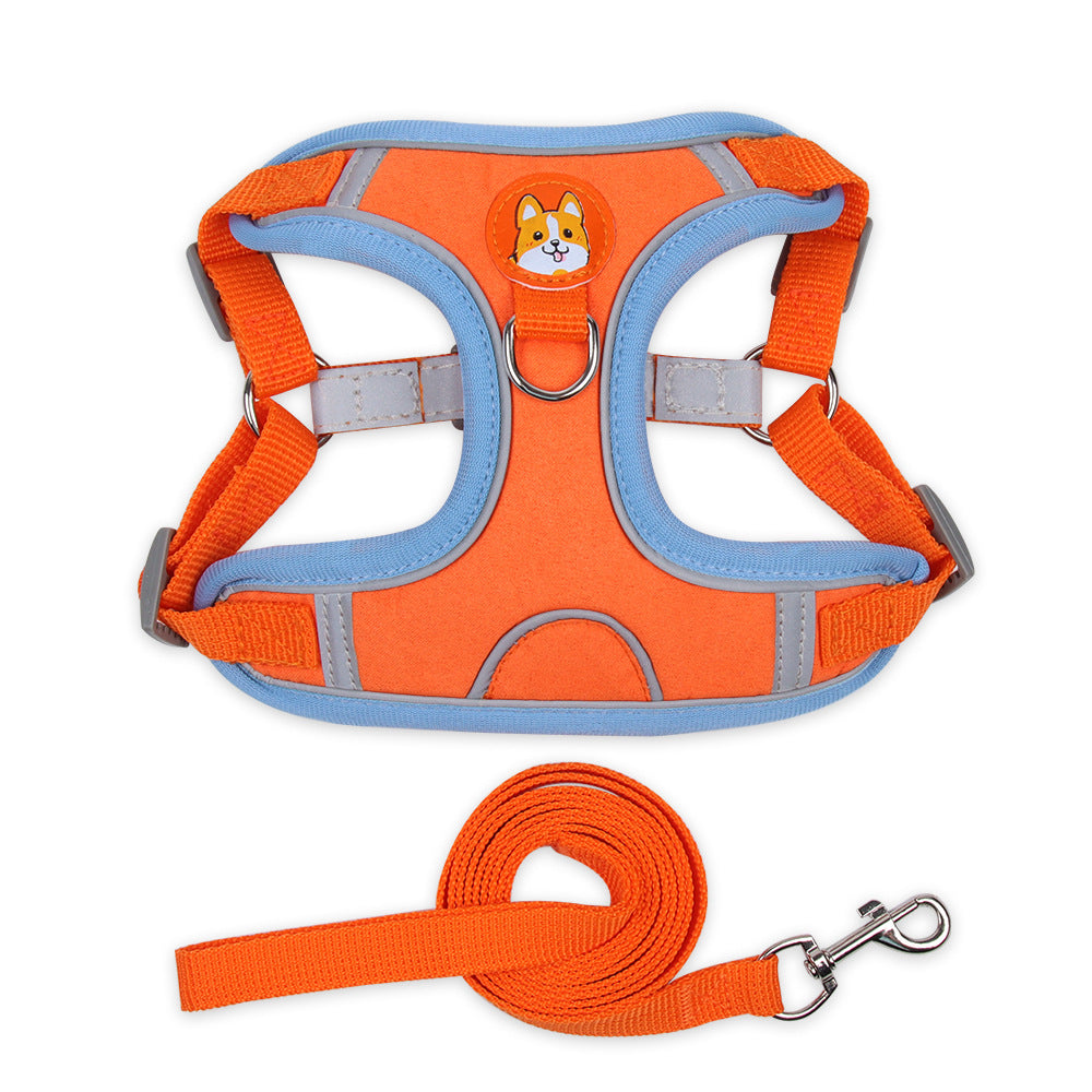 Reflective Dog & Cat Harness with Leash – Soft Mesh Adjustable Chest Strap