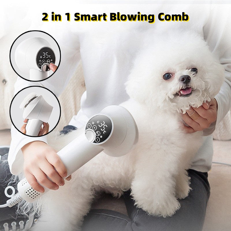 Smart Pet Hair Dryer with Comb – Silent Dog & Cat Grooming Tool