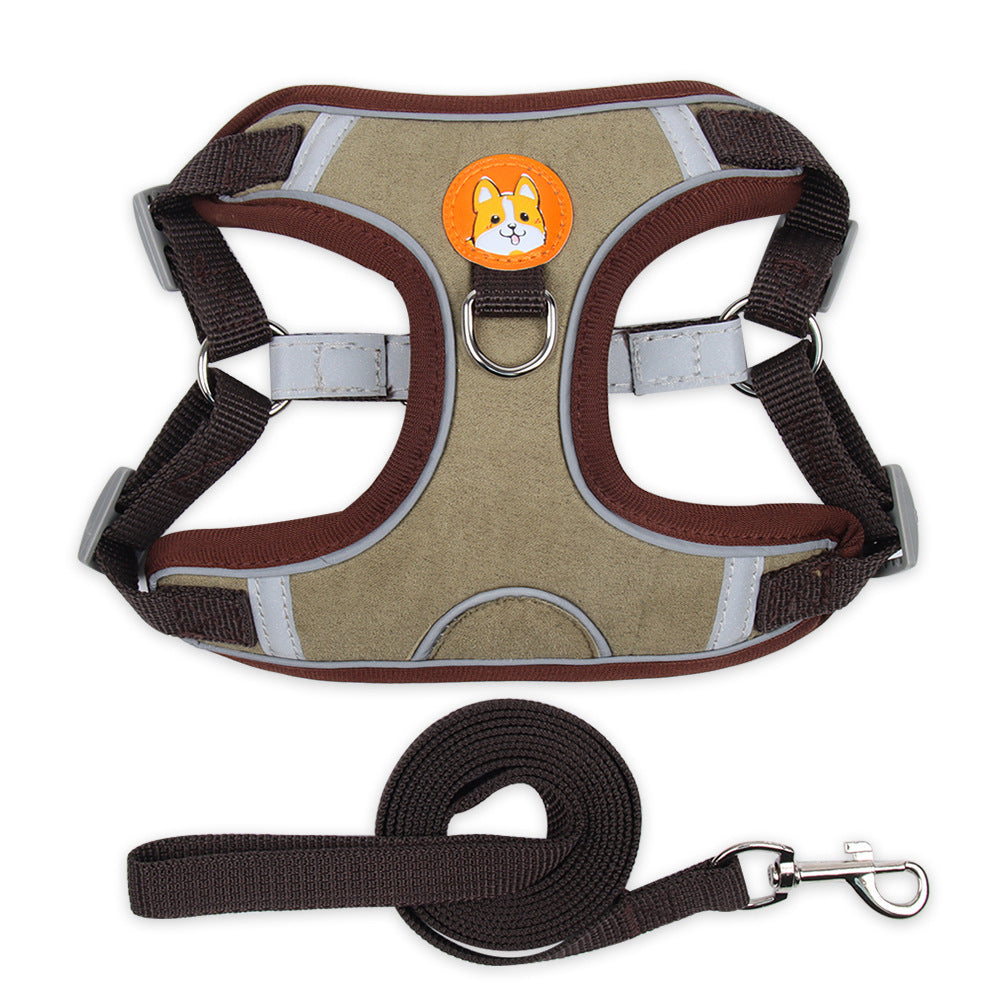 Reflective Dog & Cat Harness with Leash – Soft Mesh Adjustable Chest Strap